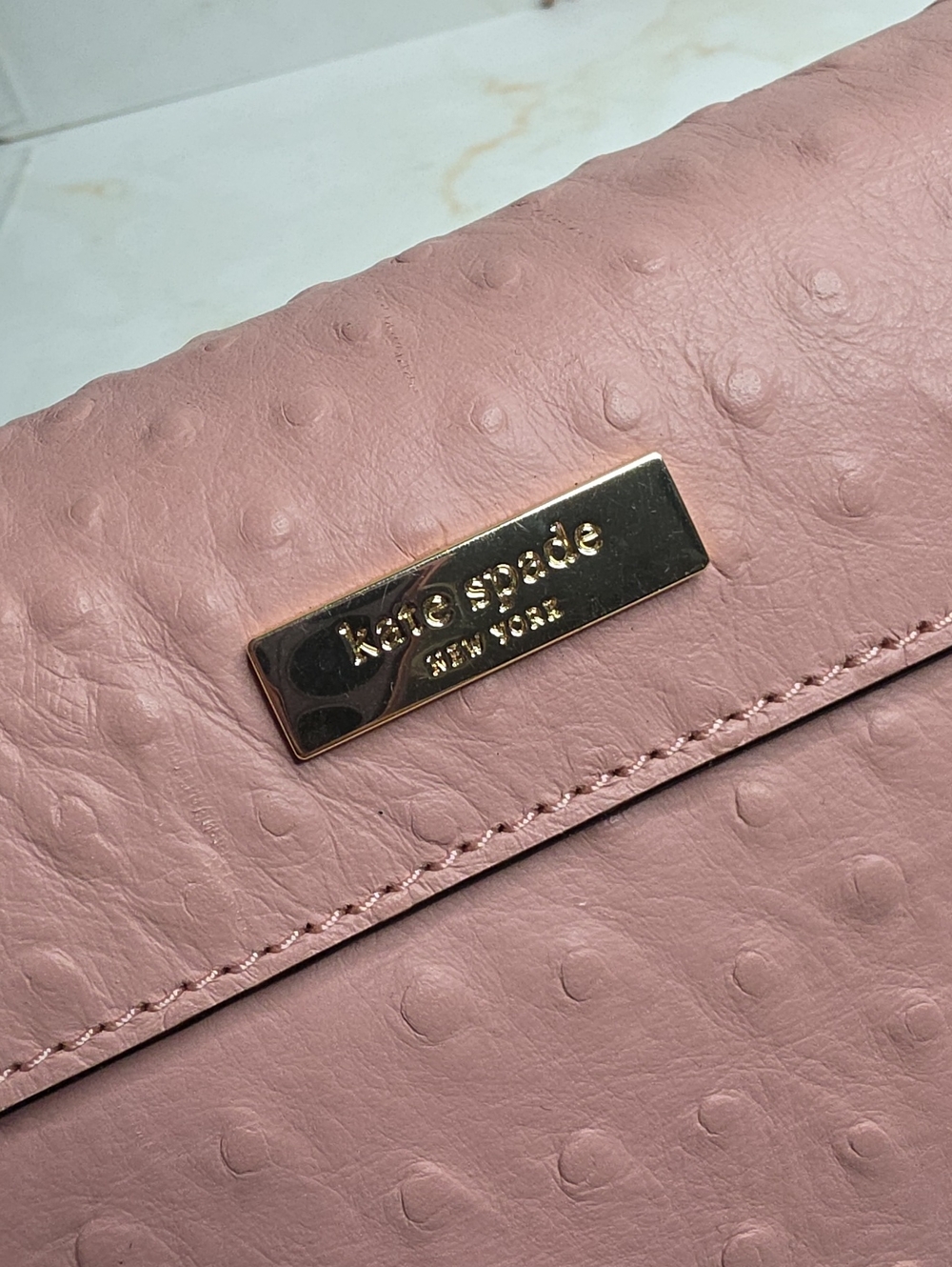 kate spade Blush Pink Bow Shoulder Bag Joleen Charm City Ostrich Rosefrost New - Picture 8 of 10